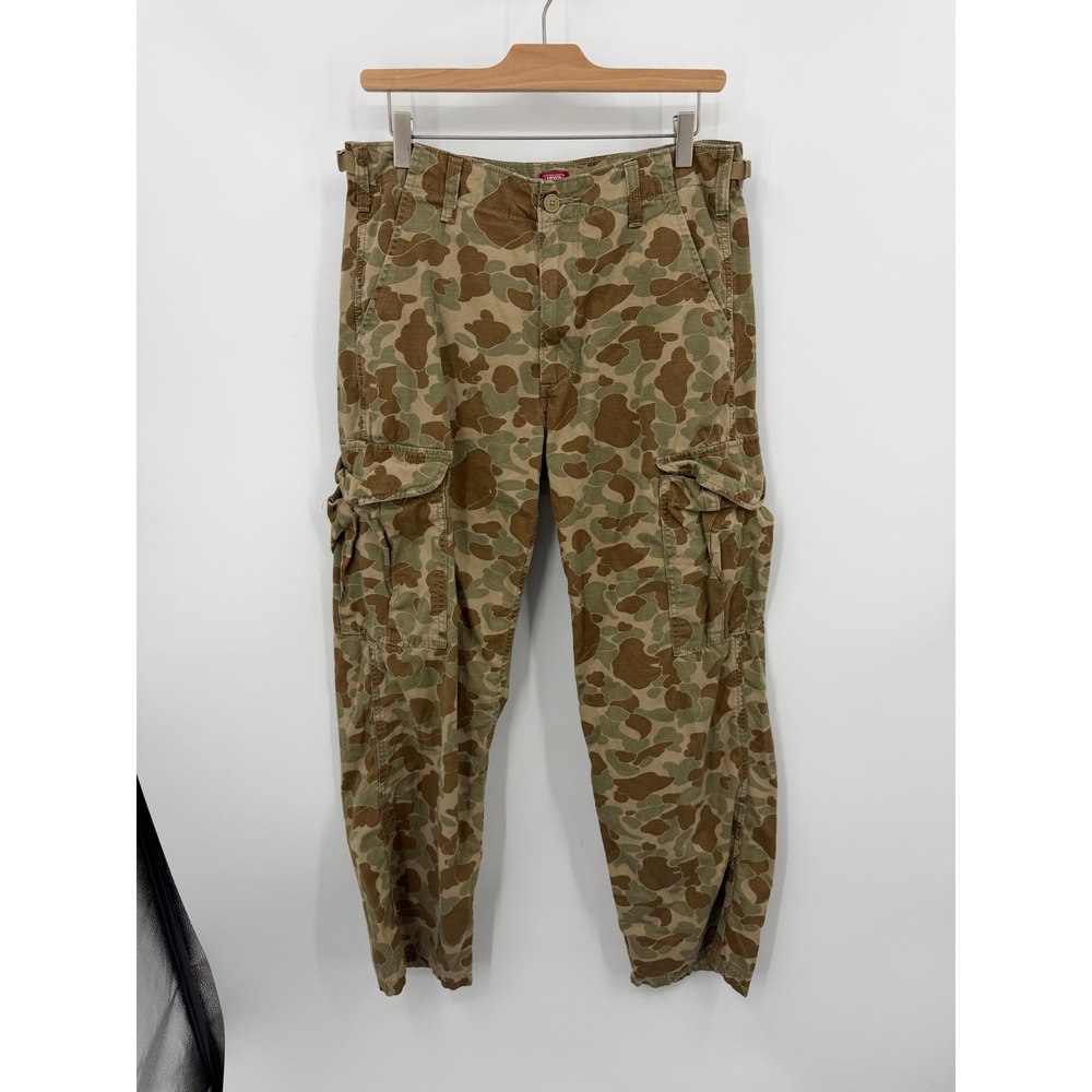 Levis XX Cargo Baggy Pants Mens 31x28.5 Brown Frog Skin Camo Ripstop Tapered